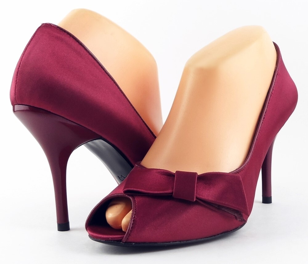 VIA SPIGA DIVERT Bordo Satin Designer Heels Size 9.5 M $189