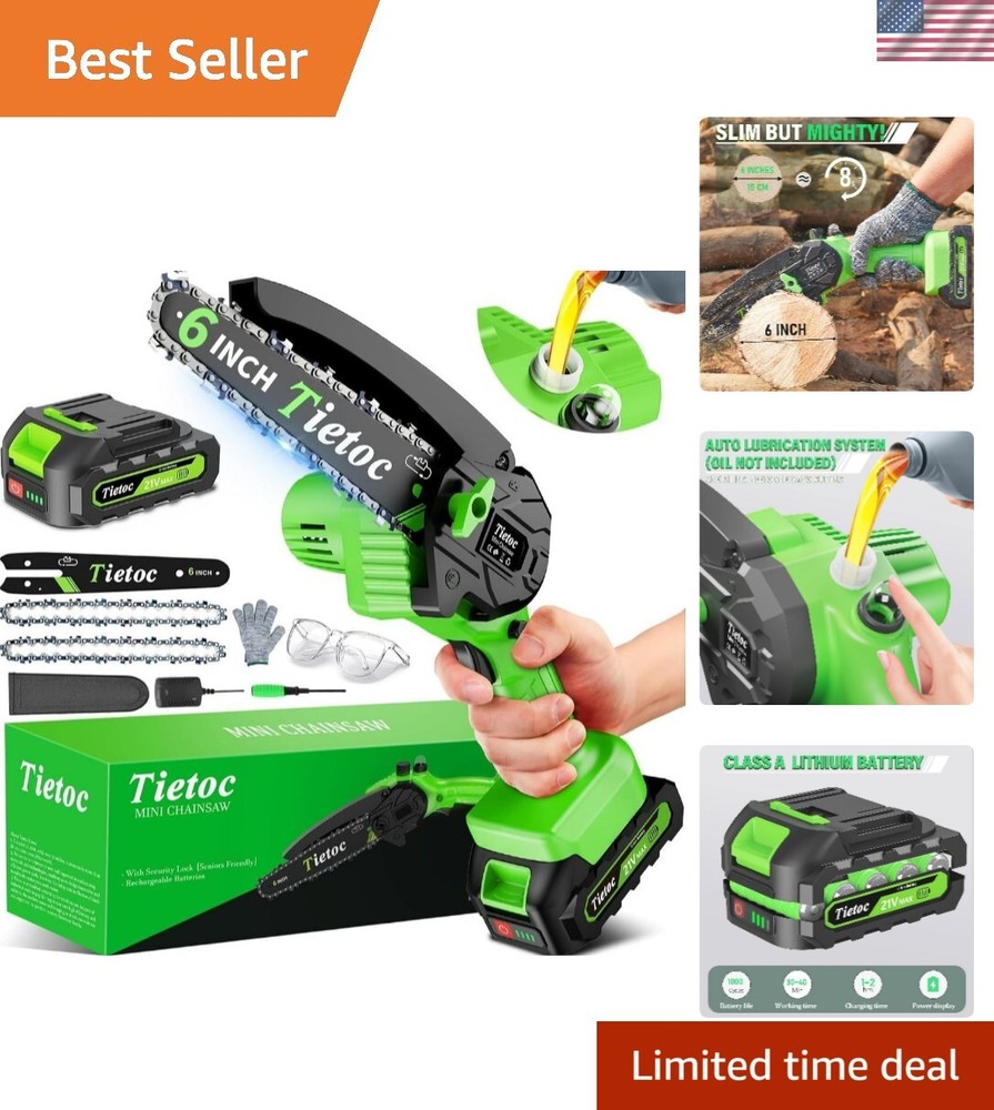 6-Inch Cordless Mini Electric Chainsaw Battery-Powered Handheld Saw