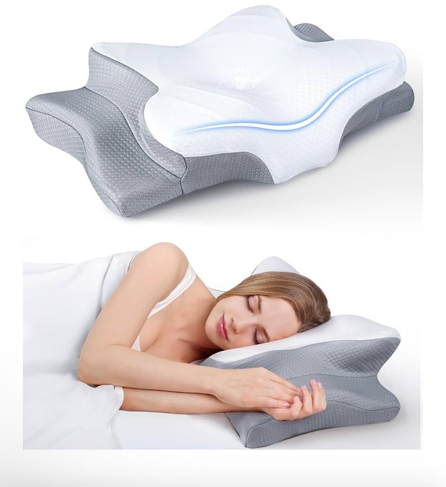 Cozyplayer Cervical contour memory foam pillow For Neck And Shoulders Grey