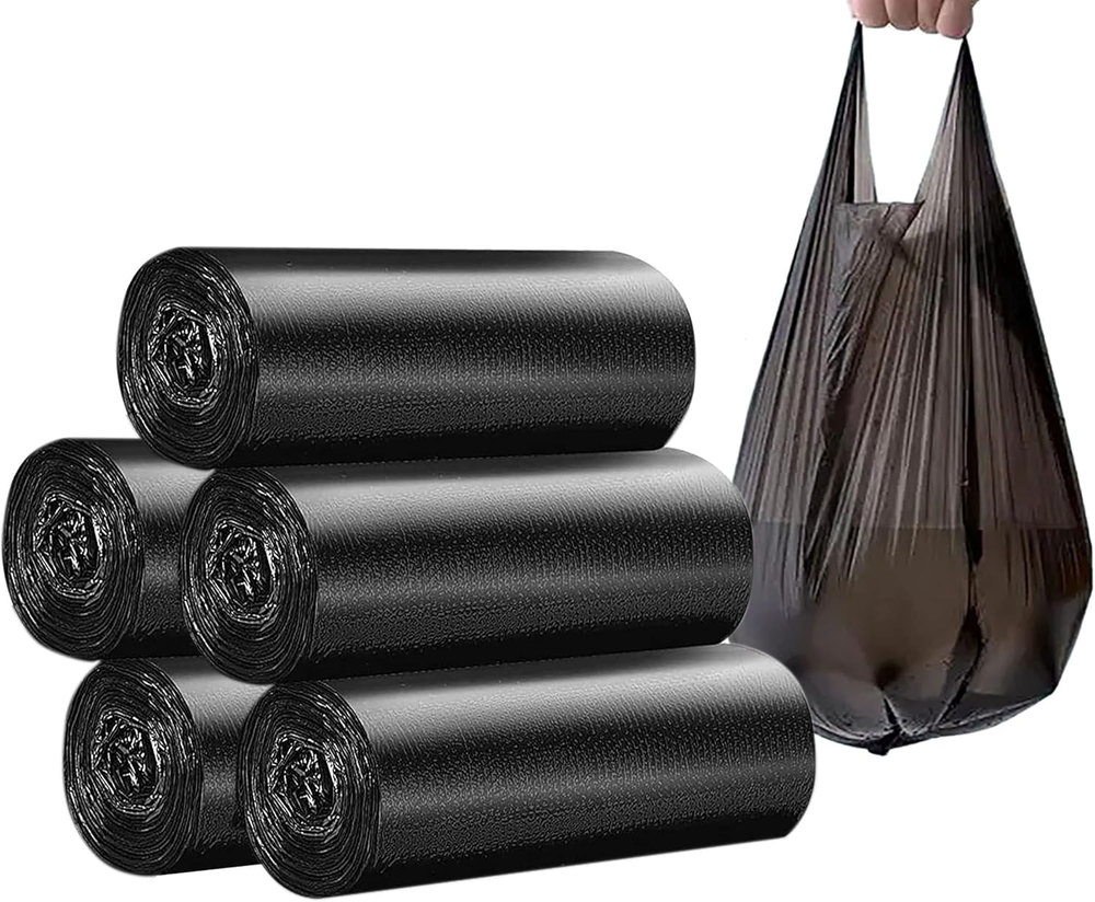 4 Gallon Black Bathroom Trash Bags with Handles, 5 Rolls, 100 Counts Small Garbage Bags