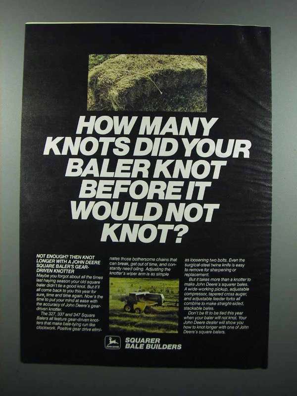 1983 John Deere Square Baler Ad - How Many Knots