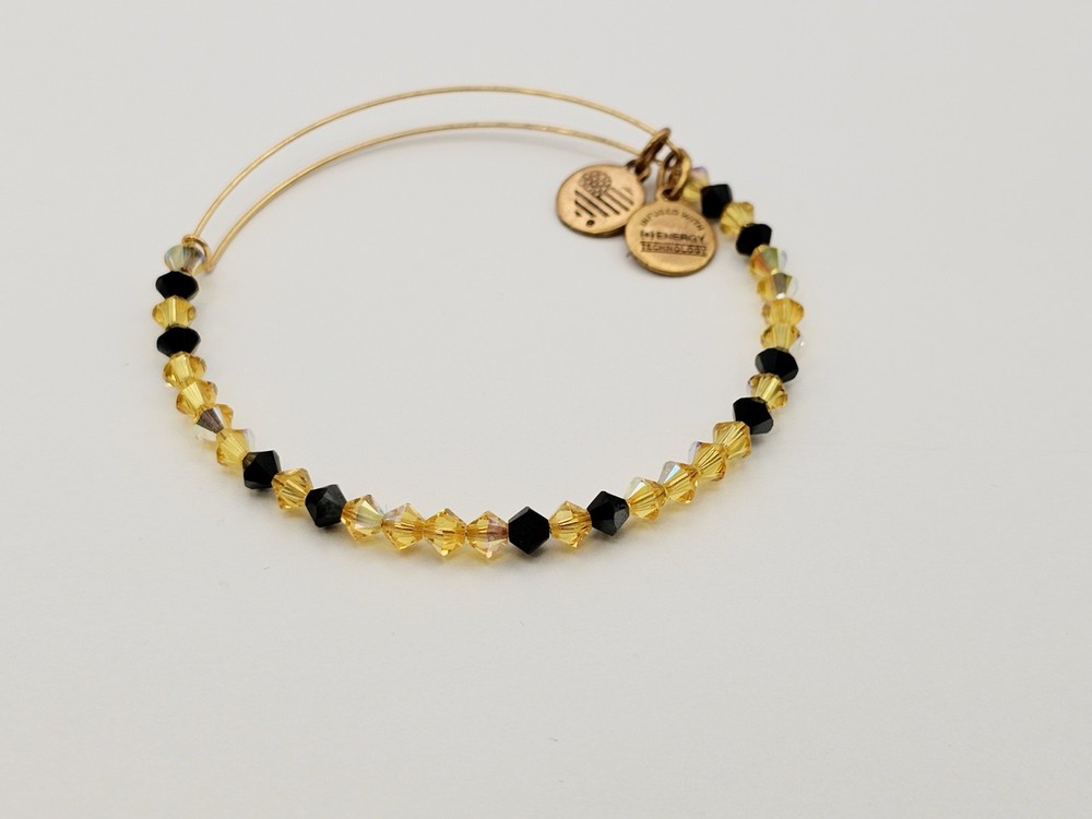 Alex & Ani Harry Potter Hufflepuff Beaded Bracelet in Gold Tone Yellow & Black