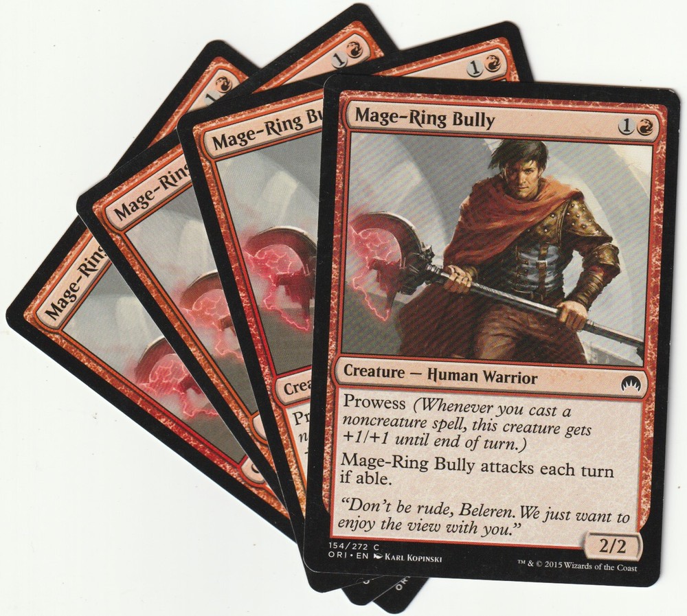 4x MAGIC The Gathering MAGE-RING BULLY Red Creature Card Playset ORI/EN NM