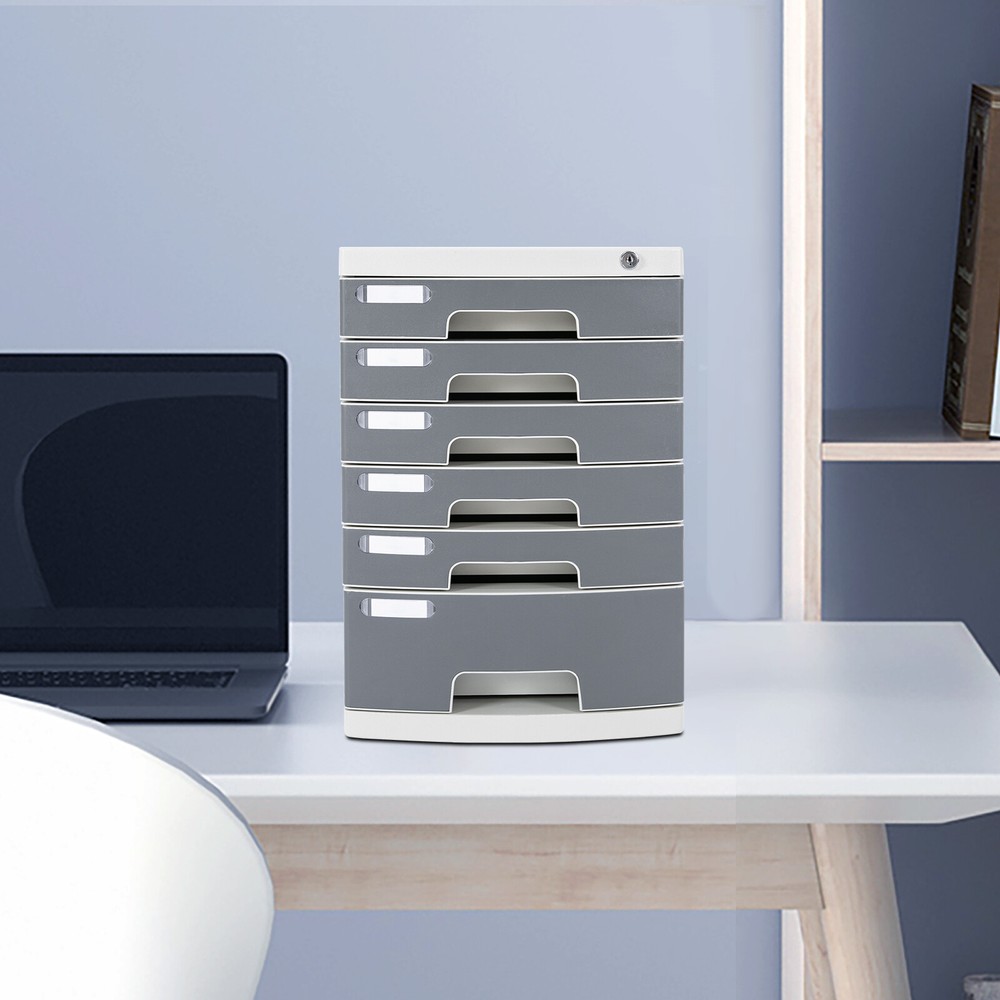 6-Tier Desk Organizer with Locking Drawers for Files & Supplies  