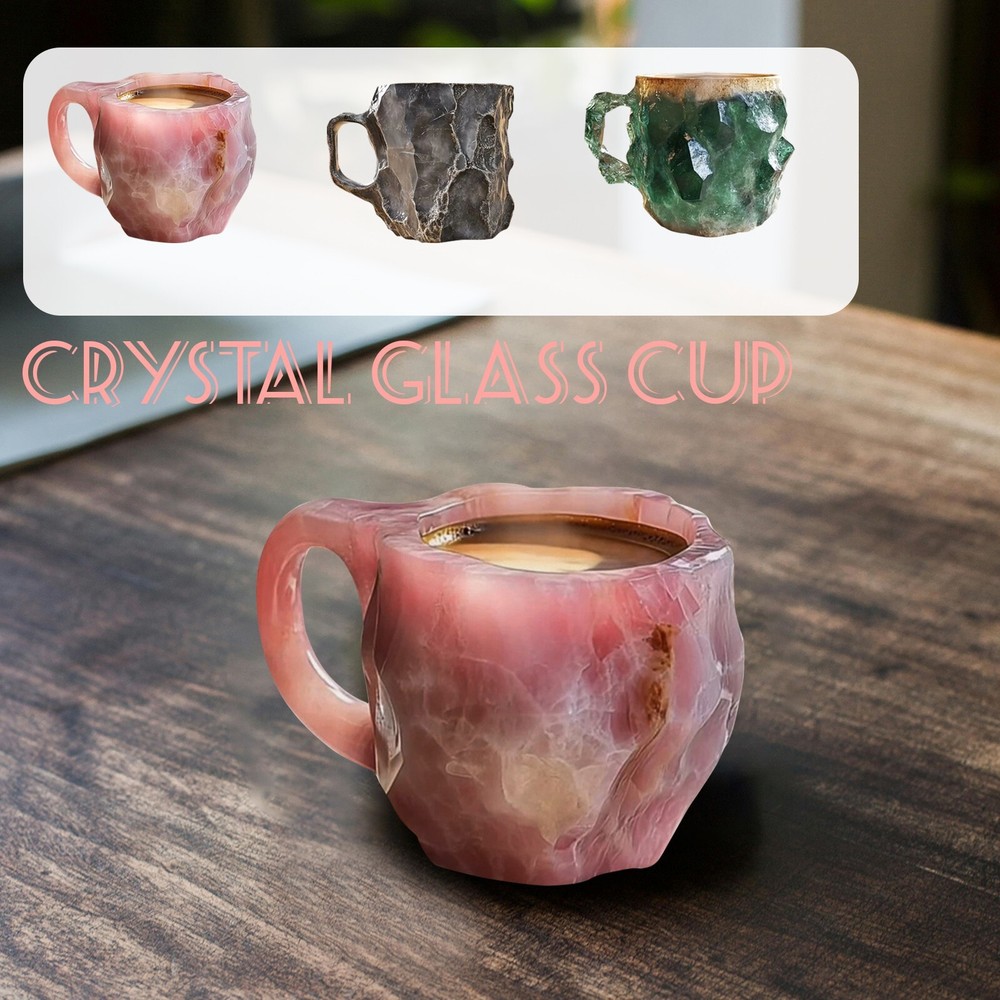 Handmade Mineral Crystal Coffee Cup Elegant Coffee Cup, Translucent Coffee Cup