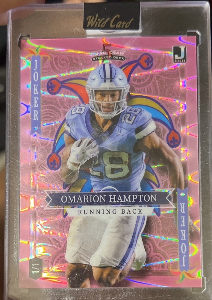 Omarion Hampton 1/1 Joker Pink 5 Card Draw Wildcard