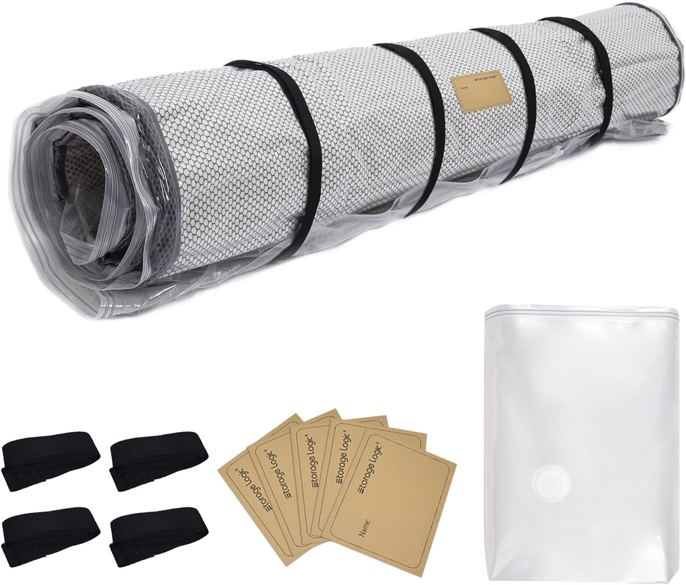 Foam Mattress Vacuum Bag (Queen/Full/Full XL) with Straps and 5 Name Tag Sticke