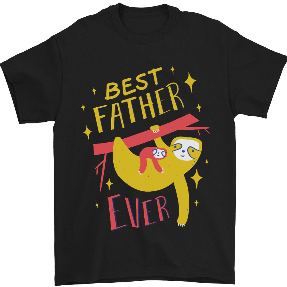 Fathers Day Funny Sloth Dad Daddy Papa Mens T-Shirt 100% Cotton-image