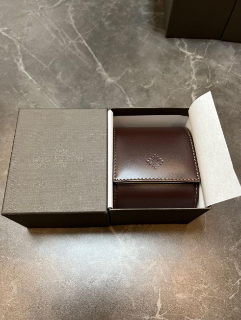 Patek Philippe Dark Brown Leather Travel Watch Case Authentic Recent Model