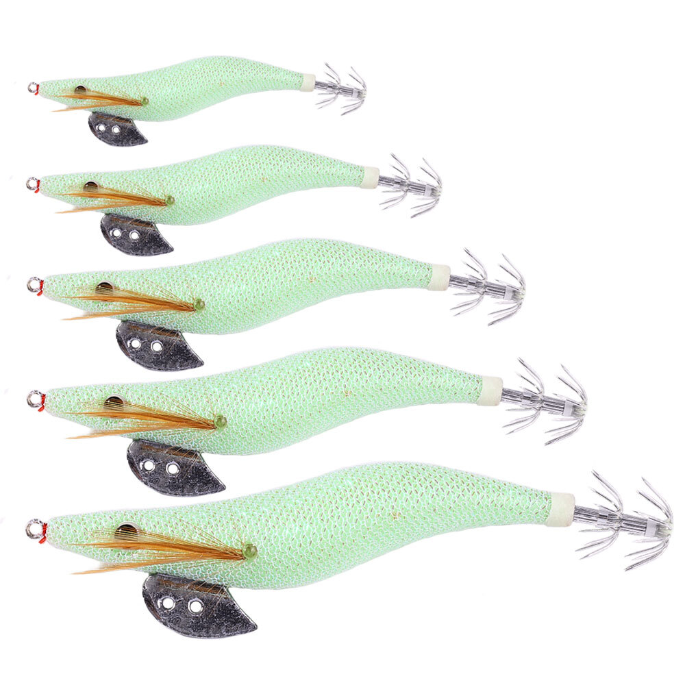 15PCS Glow Lot Shrimp Lures Octopus Squid Jigs Prawn Fishing Bait Saltwater Jig
