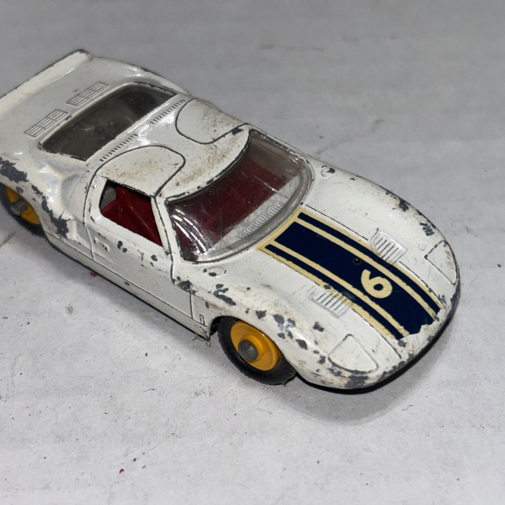 Nice MATCHBOX Lesney FORD GT Racer #41 White w/ Yellow Hubs Vintage