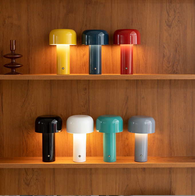 Mushroom Table Lamp Rechargeable Bedroom Bedside USB Desk Touch Night Lights