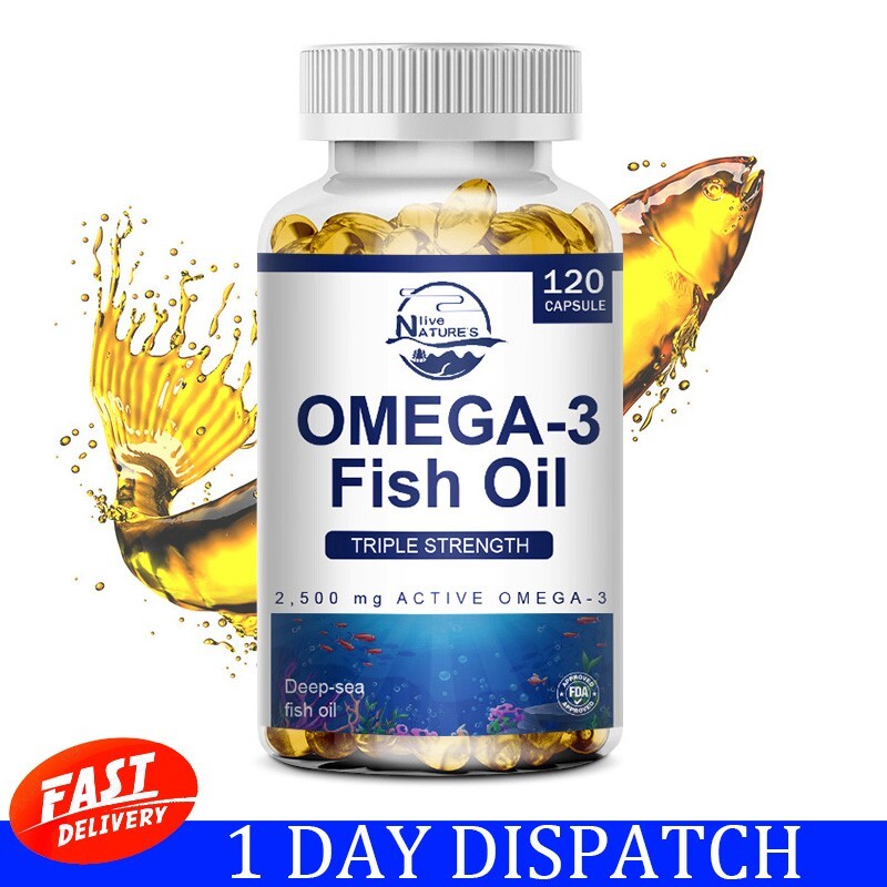 New 120 Omega 3 Fish Oil Capsules 3x Strength 2500mg EPA DHA High Potency