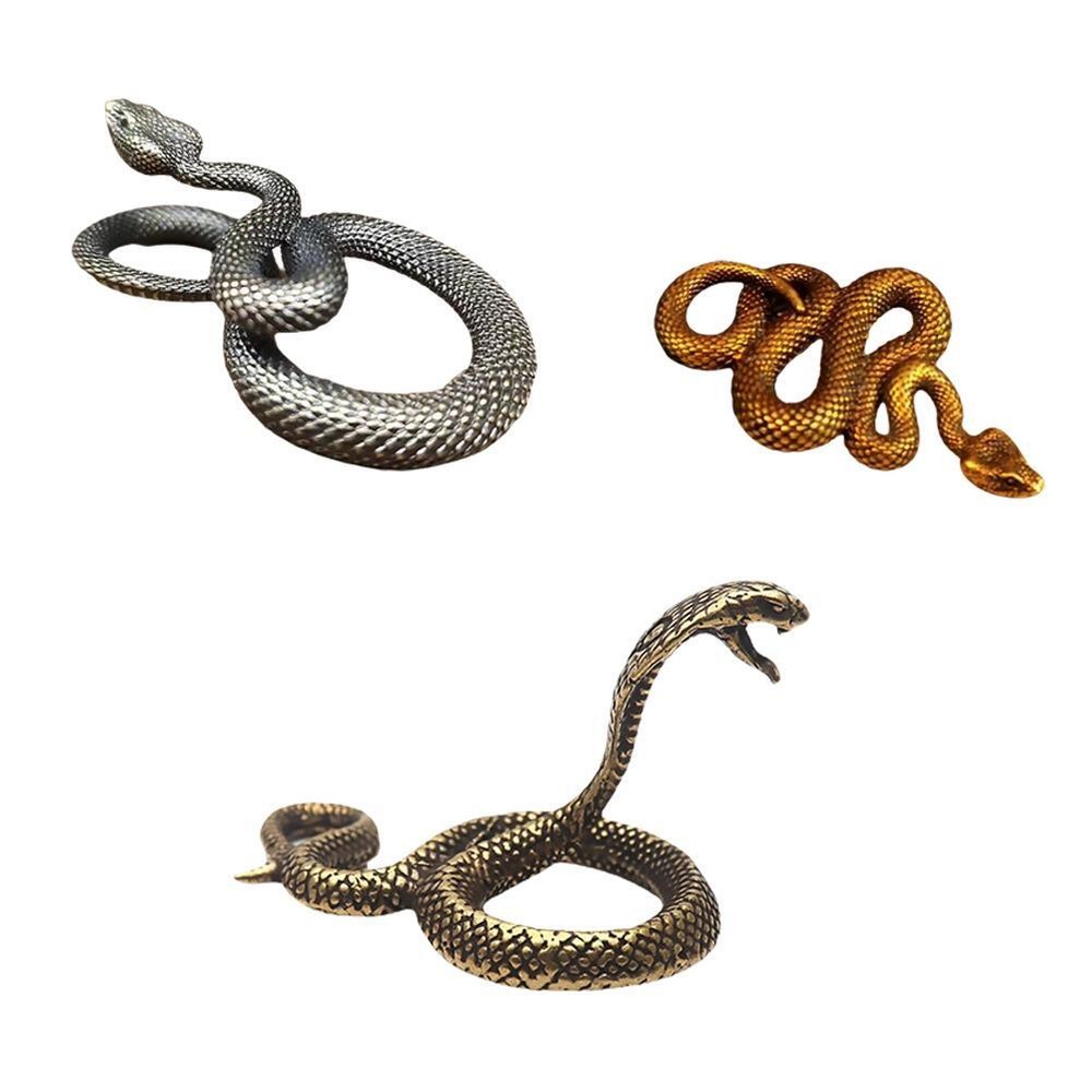 Brass Mini Antique Snake Statue Ornaments 2025 The Year of Snake Figurine Gift