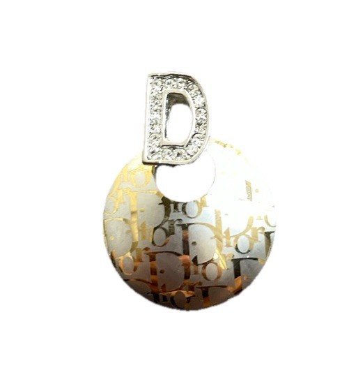 Vintage Christian Dior Women’s Silver/Gold Tone  Pendant White Stone