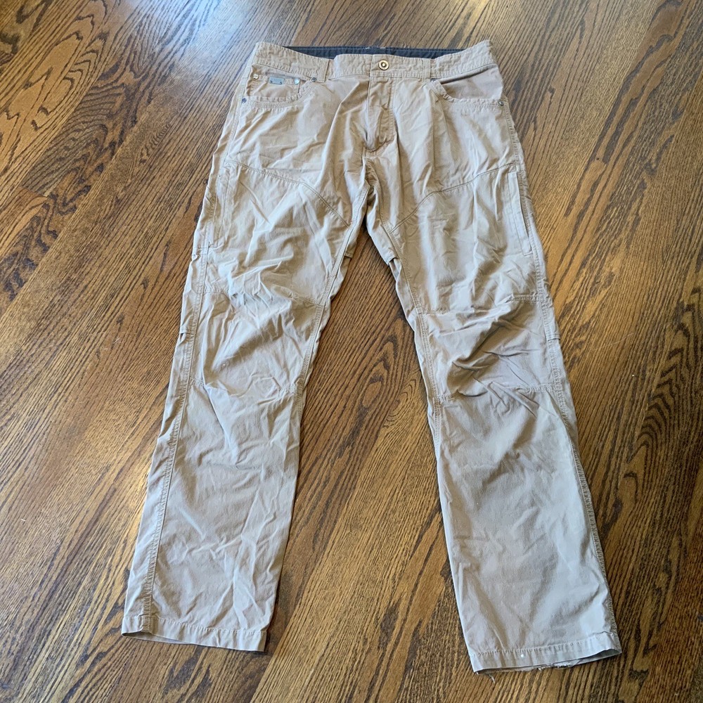 Men's Kuhl Brown Hiking Pants Size 34x32 with Frayed Hem Outdoor Gear-image