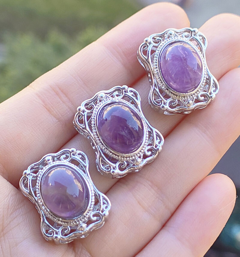 10pcs Natural Amethyst Gems stone Pendants Beads DIY Amulet