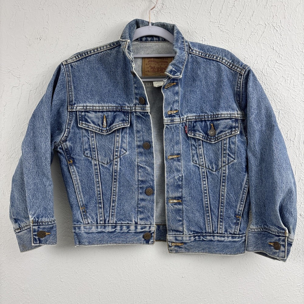 Levi's 57511 Blue Denim Jean Trucker Jacket Women's Small S- Fast Shipping