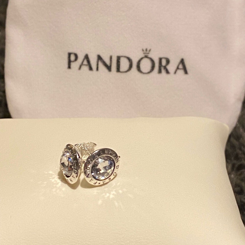 Pandora Radiant Logo cubic zirconia and silver studs, new. Shine logo