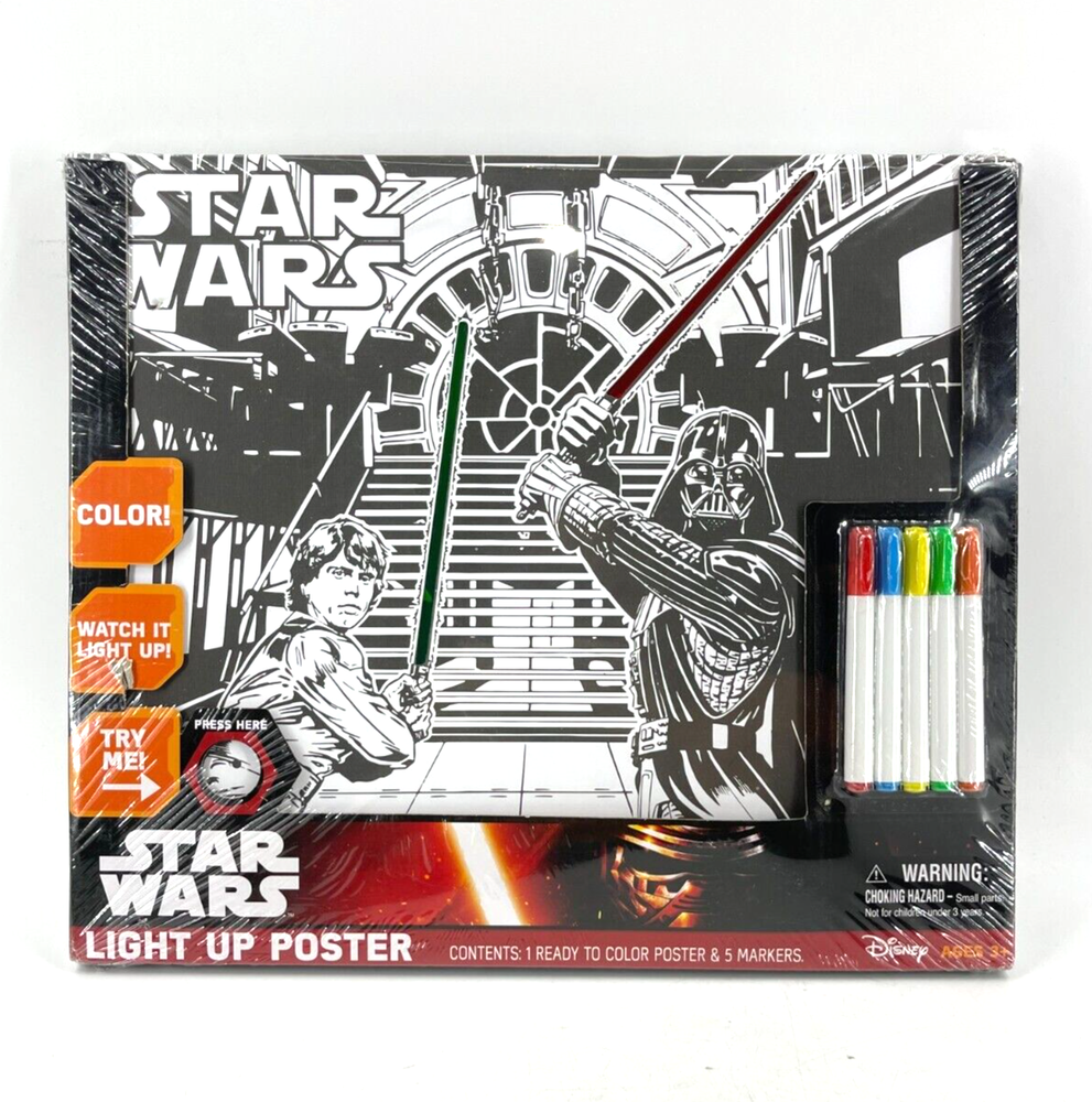 NWT Star Wars Light Up Poster 5 Markers NIB 029116605459 Factory Sealed