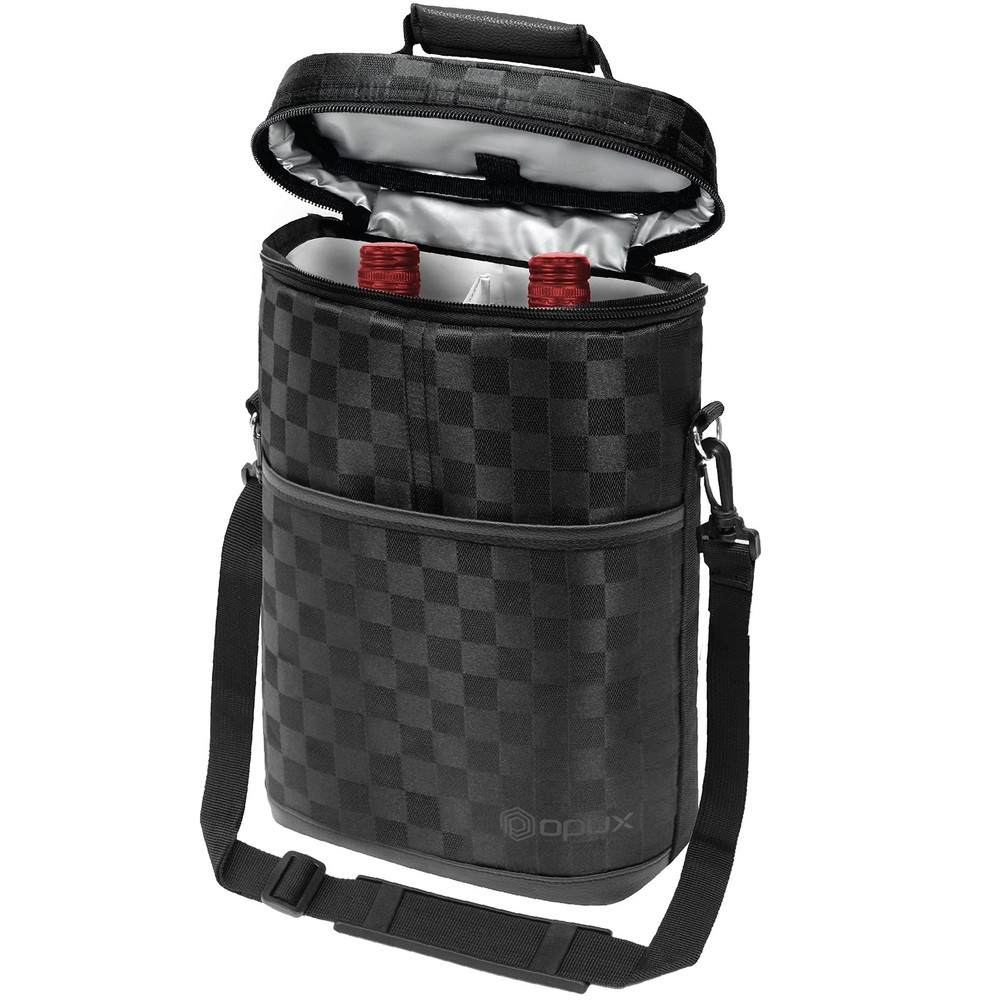 Insulated Leakproof Wine Tote for 2 Bottles - Portable Wine Cooler Travel Bag  