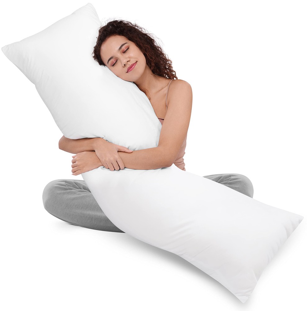 Full Body Pillow for Adults - White 20x54 Inch Long Sleeping Pillow