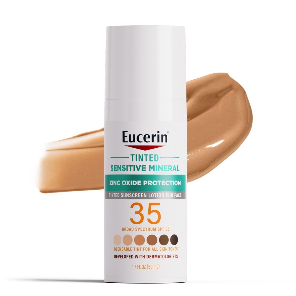 Eucerin Sun Tinted Sensitive Mineral Face 1.7 Fl Oz (Pack of 1), White