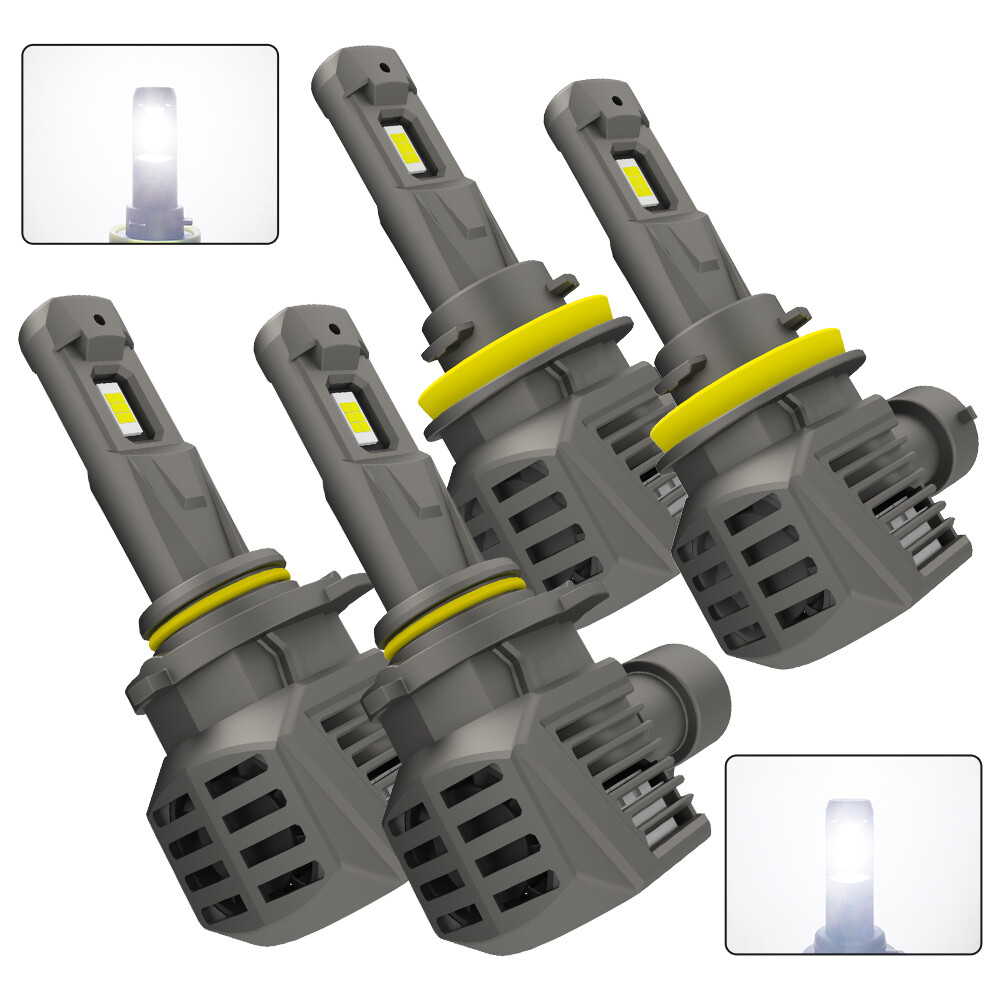 9005 AUXITO H11 Head LED Light Combo Bulbs High Low Beam Fanless White 6500K M