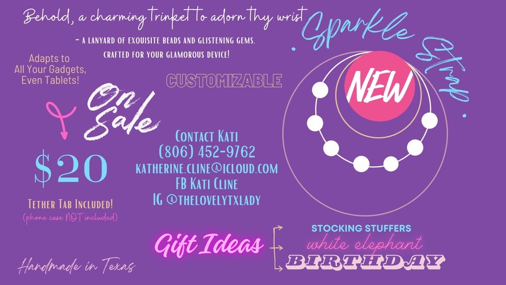 New Sparkle Strap! A Sparkly Beady Lanyard For Cell Phone, Rhinestones & Charms