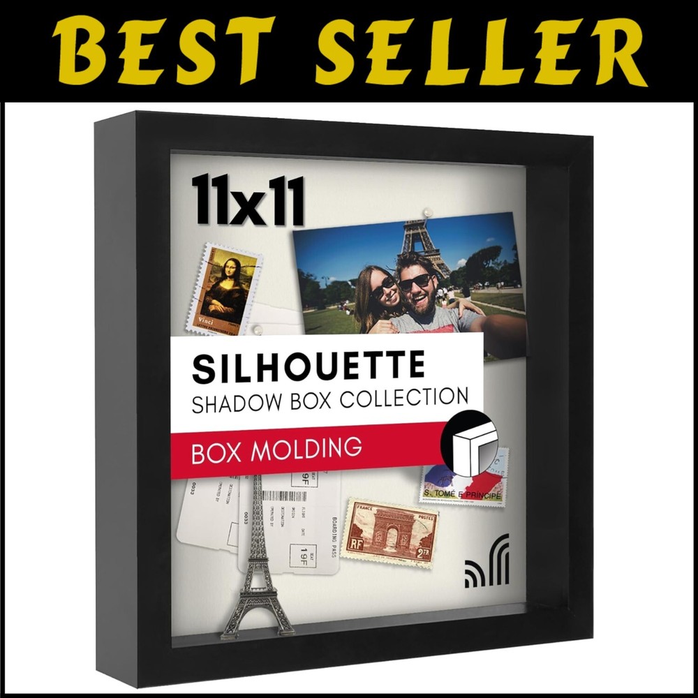 Versatile 11x11 Shadow Box Display Case for Tabletop & Wall, Black Velvet Back