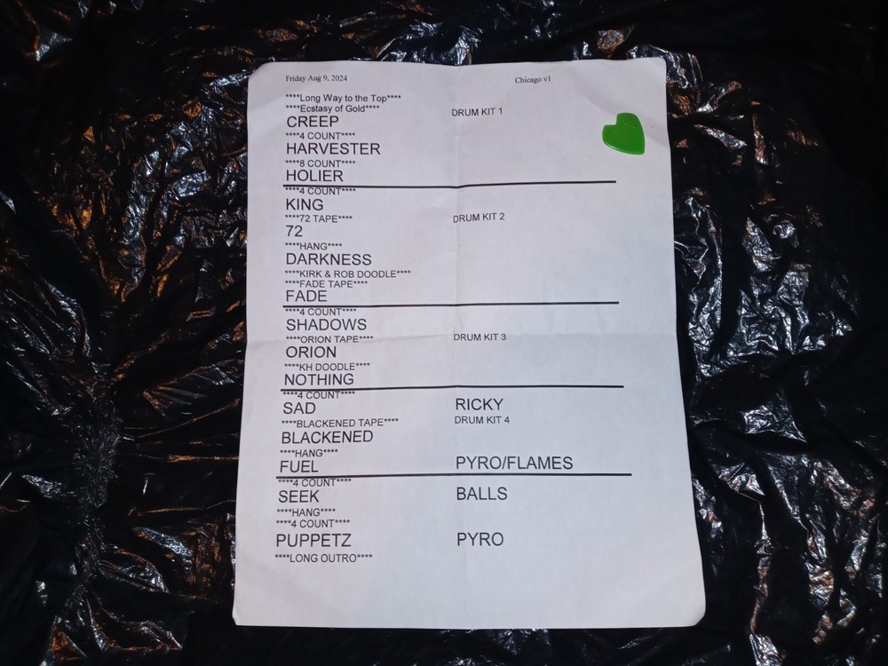 METALLICA Guitar Pick M72 Chicago 8/9/24 Concert Setlist & Full Ticket Stub