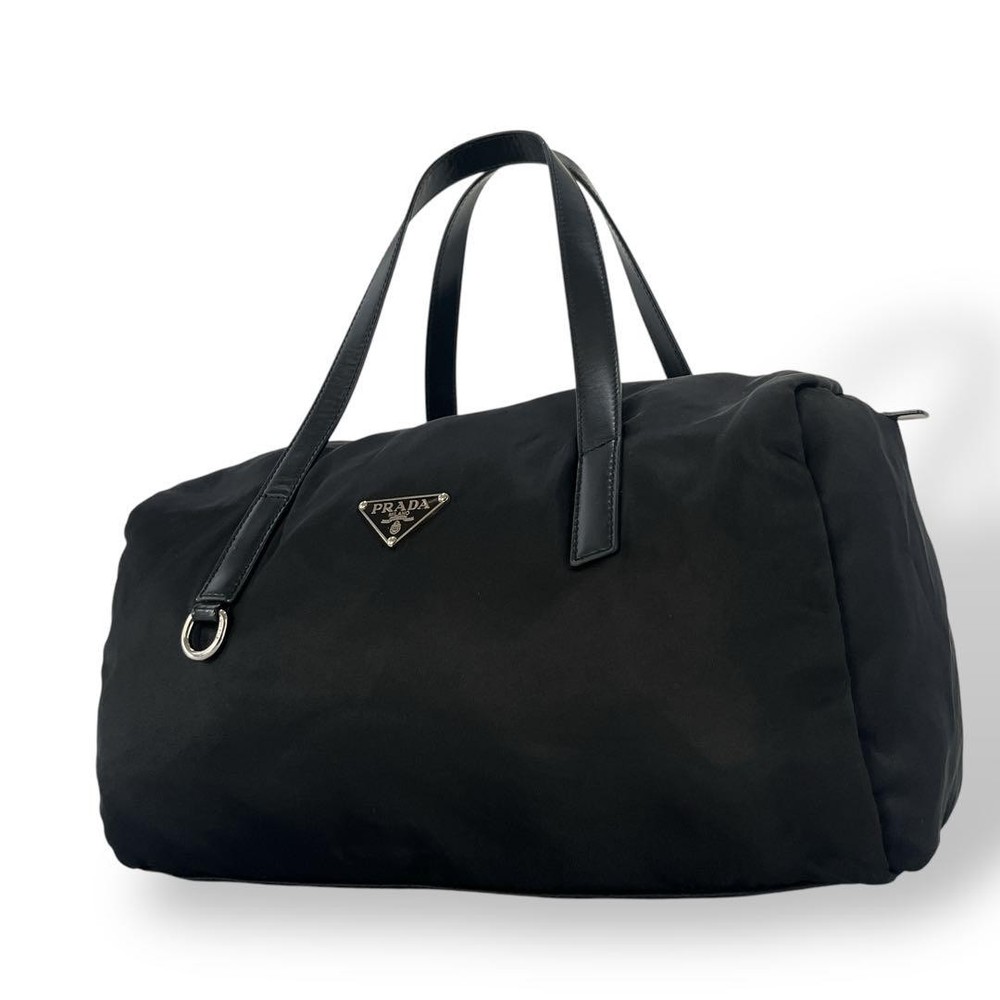 Prada Mini Boston Black Nylon Handbag Excellent Condition