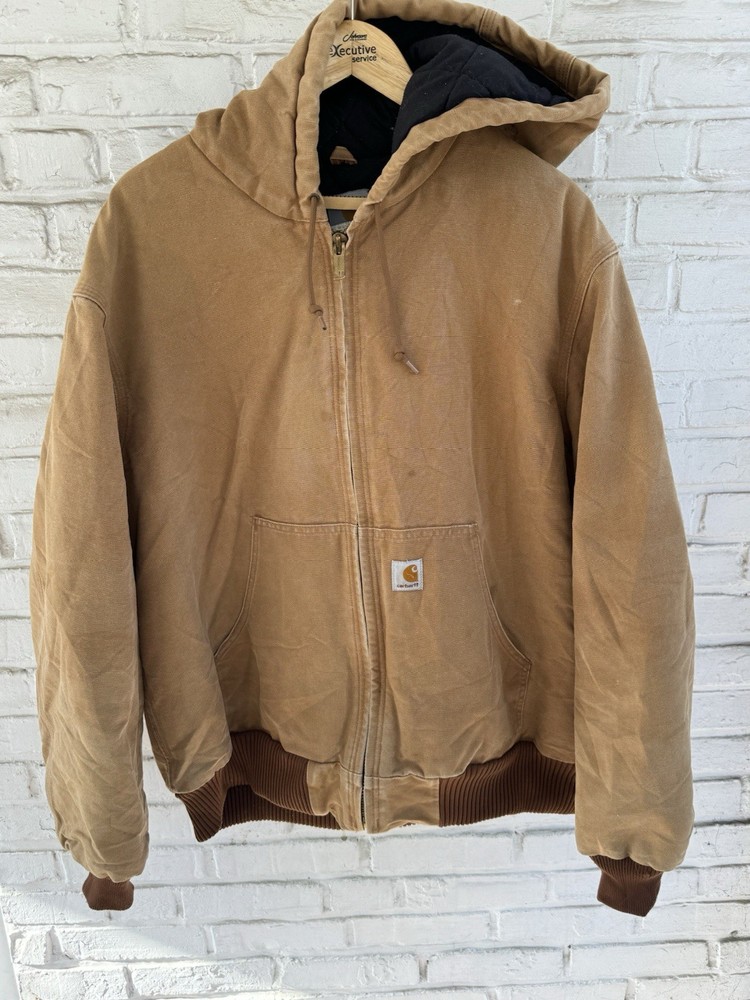 Carhartt J140 Brown Duck Quilted Flannel Lined Jacket Size XL USA Made