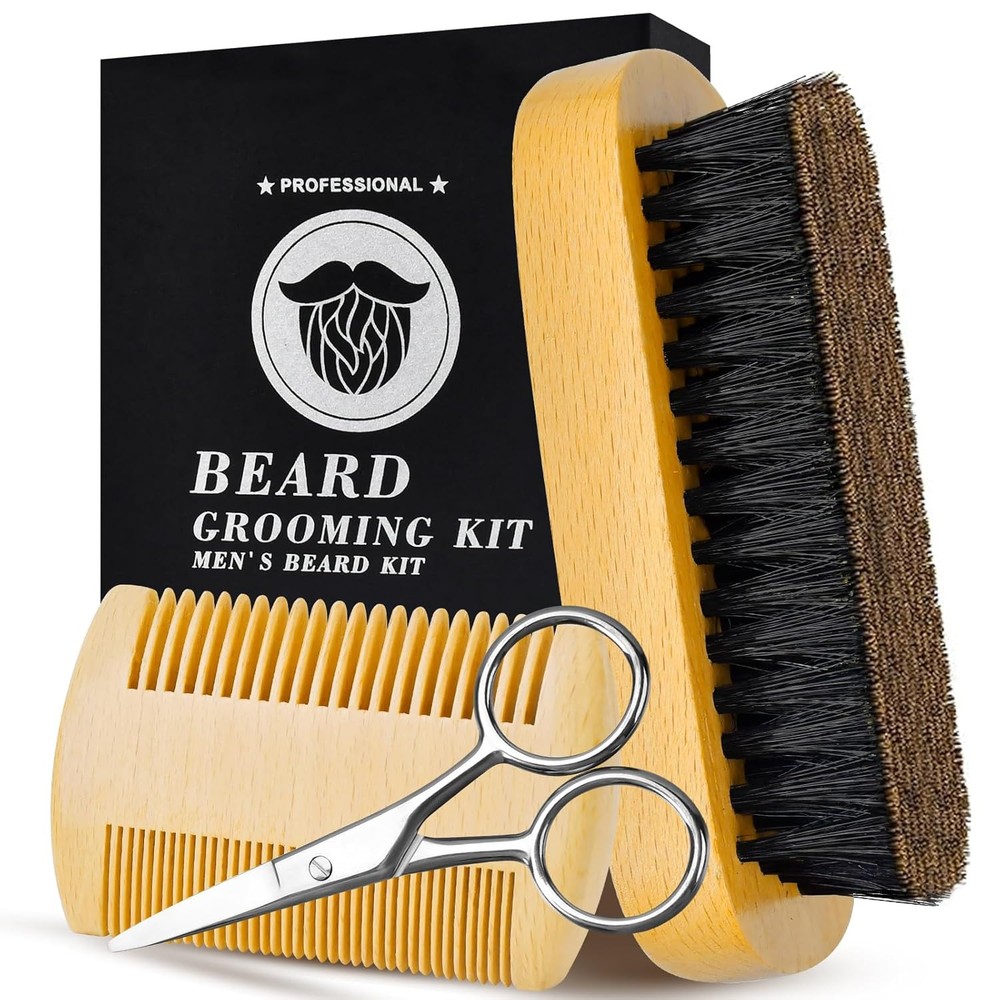 Fathers Day Dad Gifts for Him Beard Brush Men Mustache Anniversary Wood-image