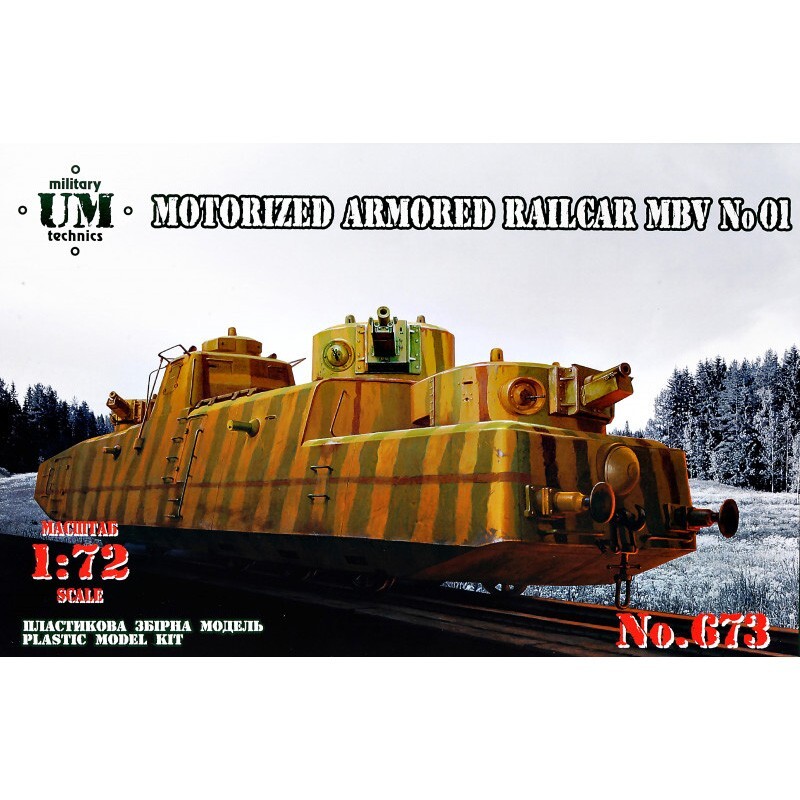 UMT 673 Plastic model kit 1:72 MBV #01 motorized armored railcar kit modelling