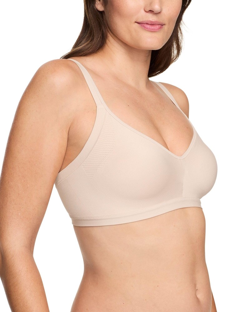 Warner Womens Seamless Wireless Lined Comfort Bra XL Butterscotch Beige