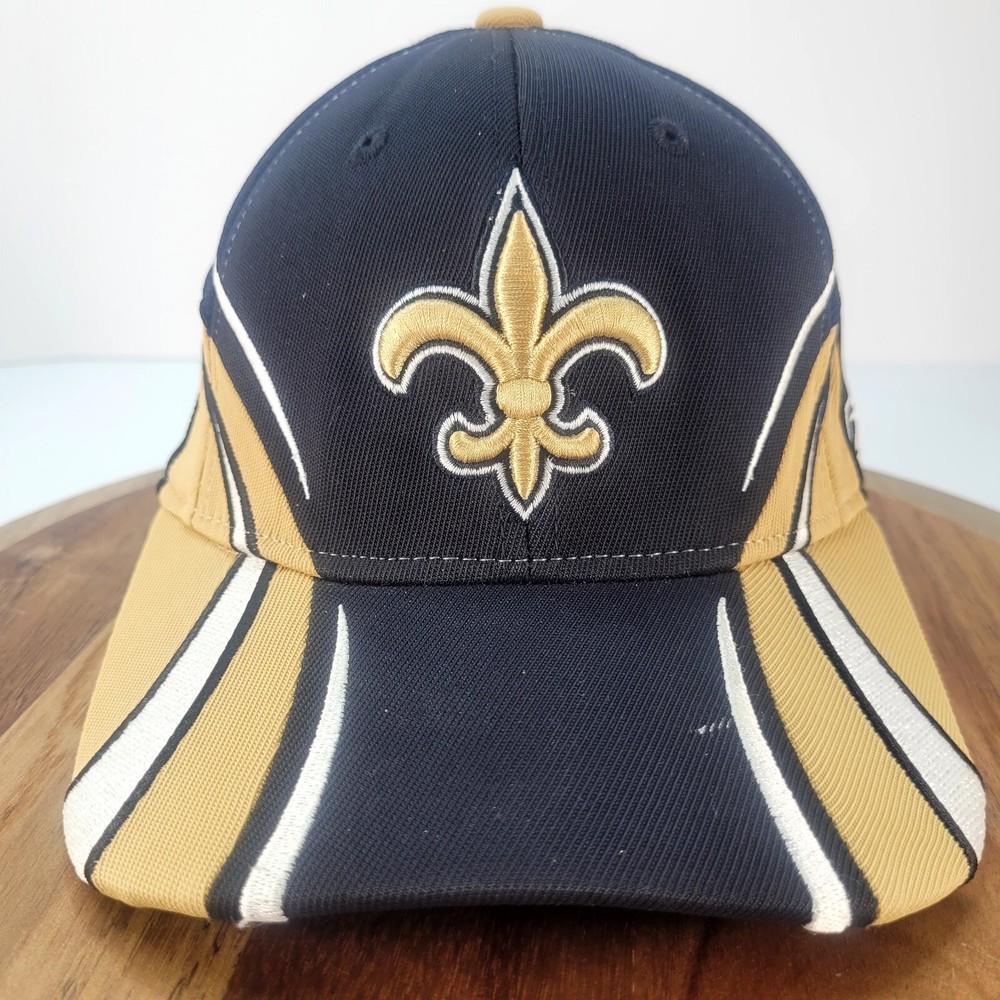 New Orleans Saints Reebok NFL Equipment Football Hat Fitted OSFA Black Gold