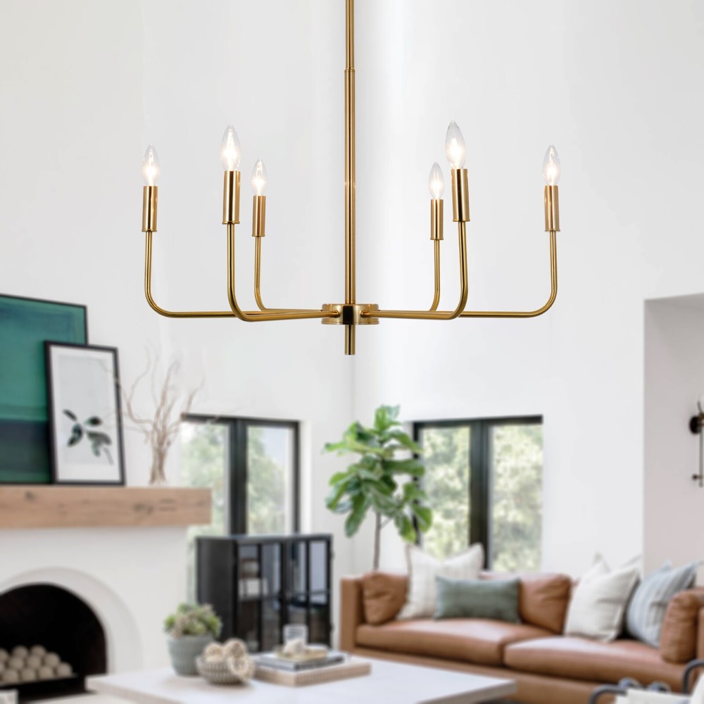 Gold Empire Chandelier 6-Light Retro Candle Pendant Lamp Hanging Ceiling Fixture