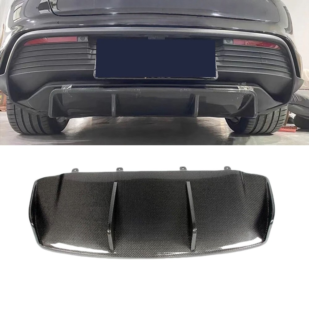Fit For Porsche Taycan 2019-2024 Real Carbon Fiber Rear Bumper Diffuser Lip Kit
