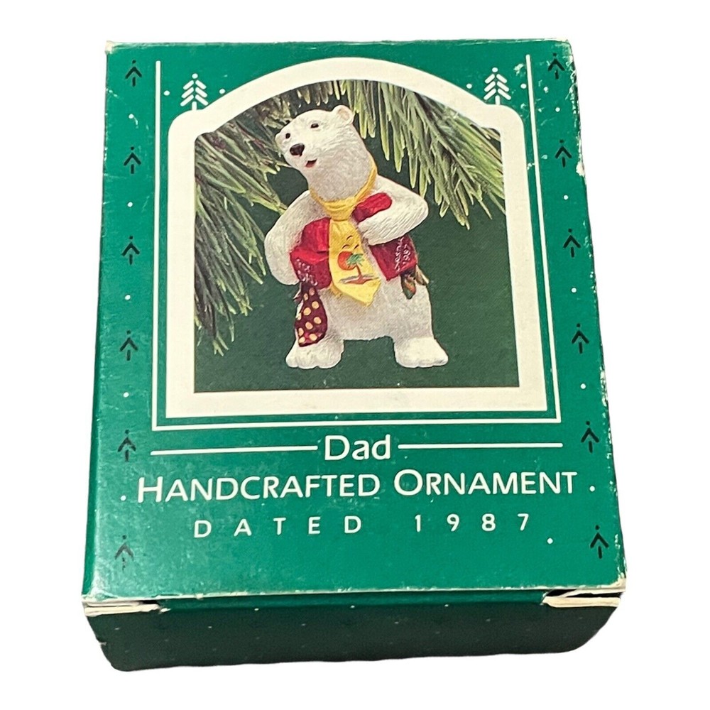 Polar Bear Dad 1987 Hallmark Keepsake With Tie Christmas Ornament
