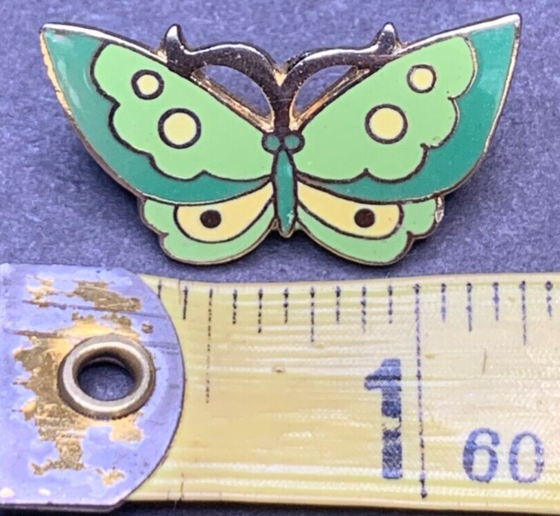 Vintage Butterfly Brooch Pin Gold Green