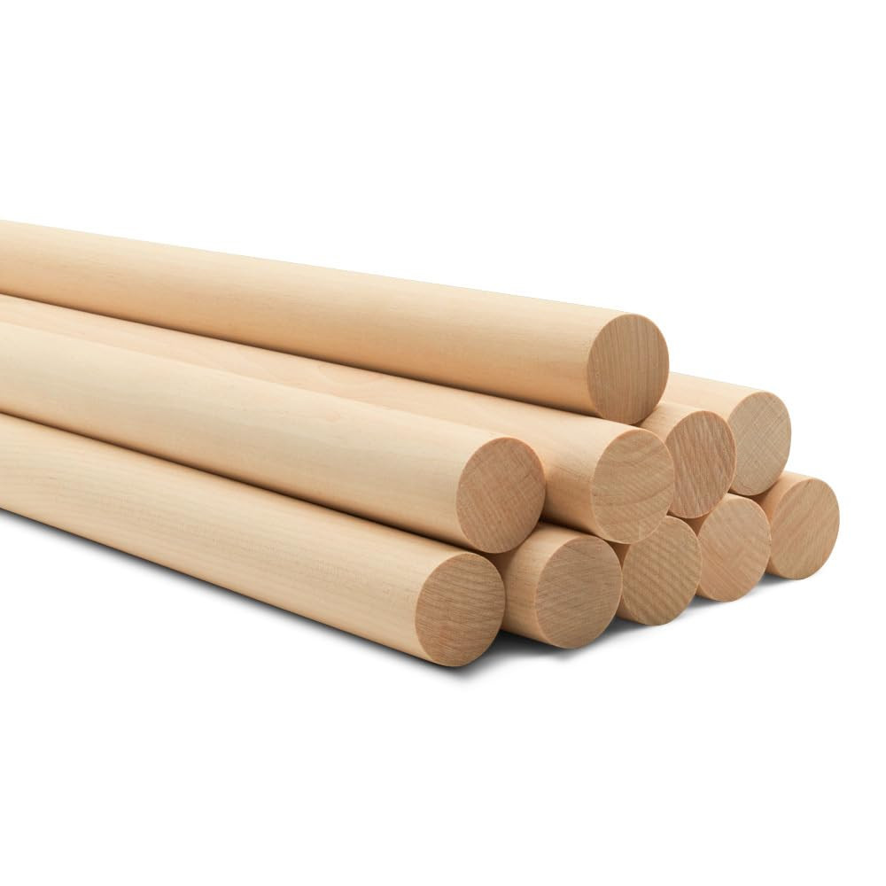 Wooden Dowel Rod, 3/4 Inch x 36 Inch Wood Dowels, Pack of 5 Wooden Dowels for...