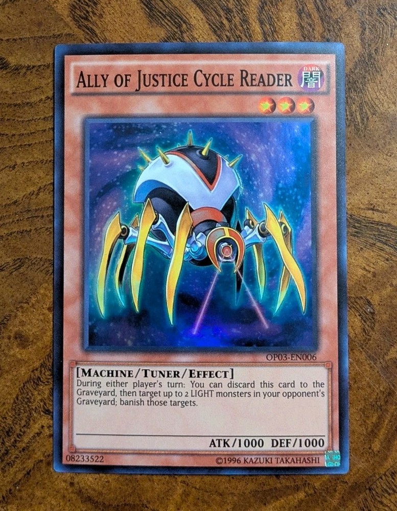 Ally of Justice Cycle Reader OP03-EN006 Super Rare Near Mint Yugioh Card