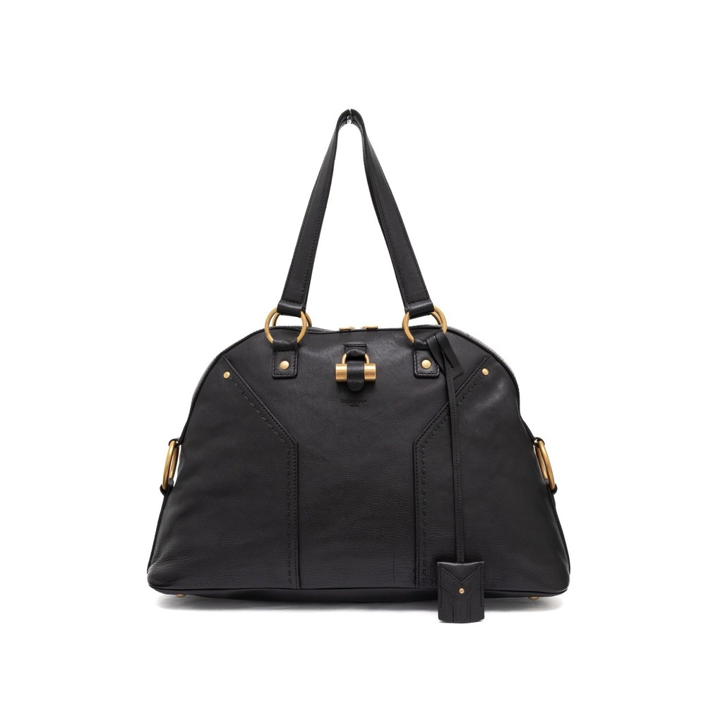 Vintage YSL Rive Gauche Black Leather Muse Shoulder Bag