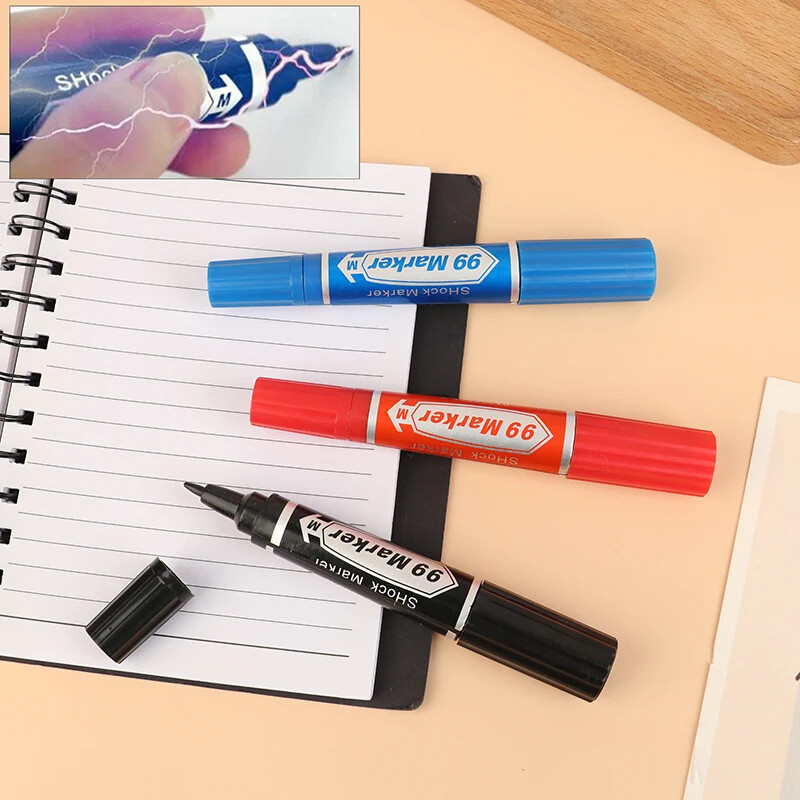 3pcs Electric Fun Trick Shocker Crazy Joke Prank Pen Shock Marker Novelty Toys