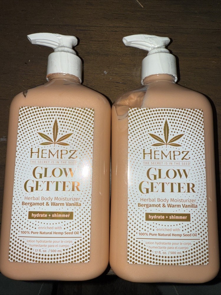 2x Hempz Glow Getter Herbal Body Moisturizer with Shimmer Bergamot & Vanilla