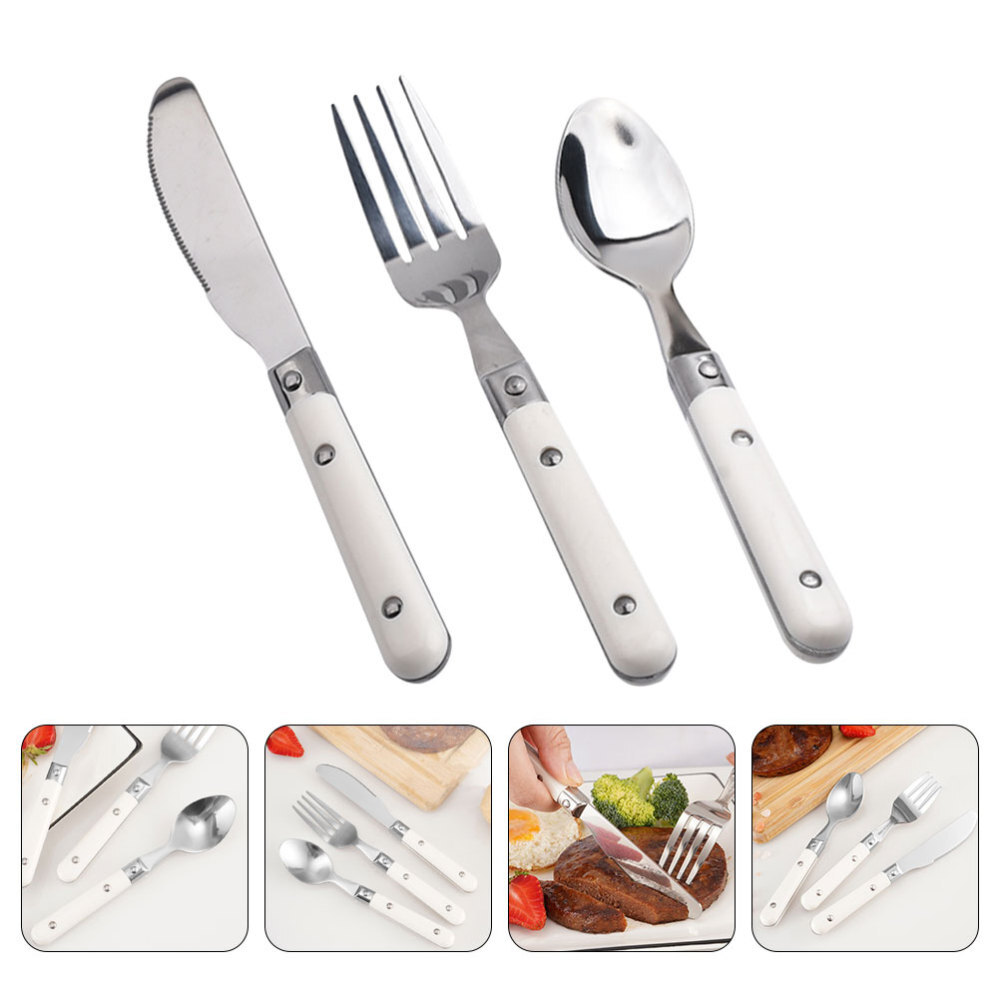 3 Pcs Plates Children's Knife Fork Spoon Cutlery Set Toddler