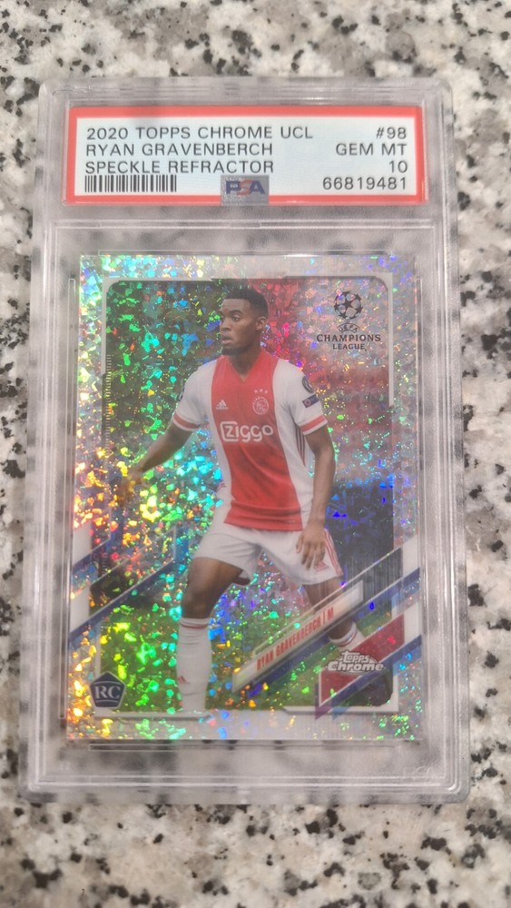 Ryan Gravenberch 2020 Topps Chrome UCL Speckle Refractor SSP Rookie PSA 10 Gem Mint
