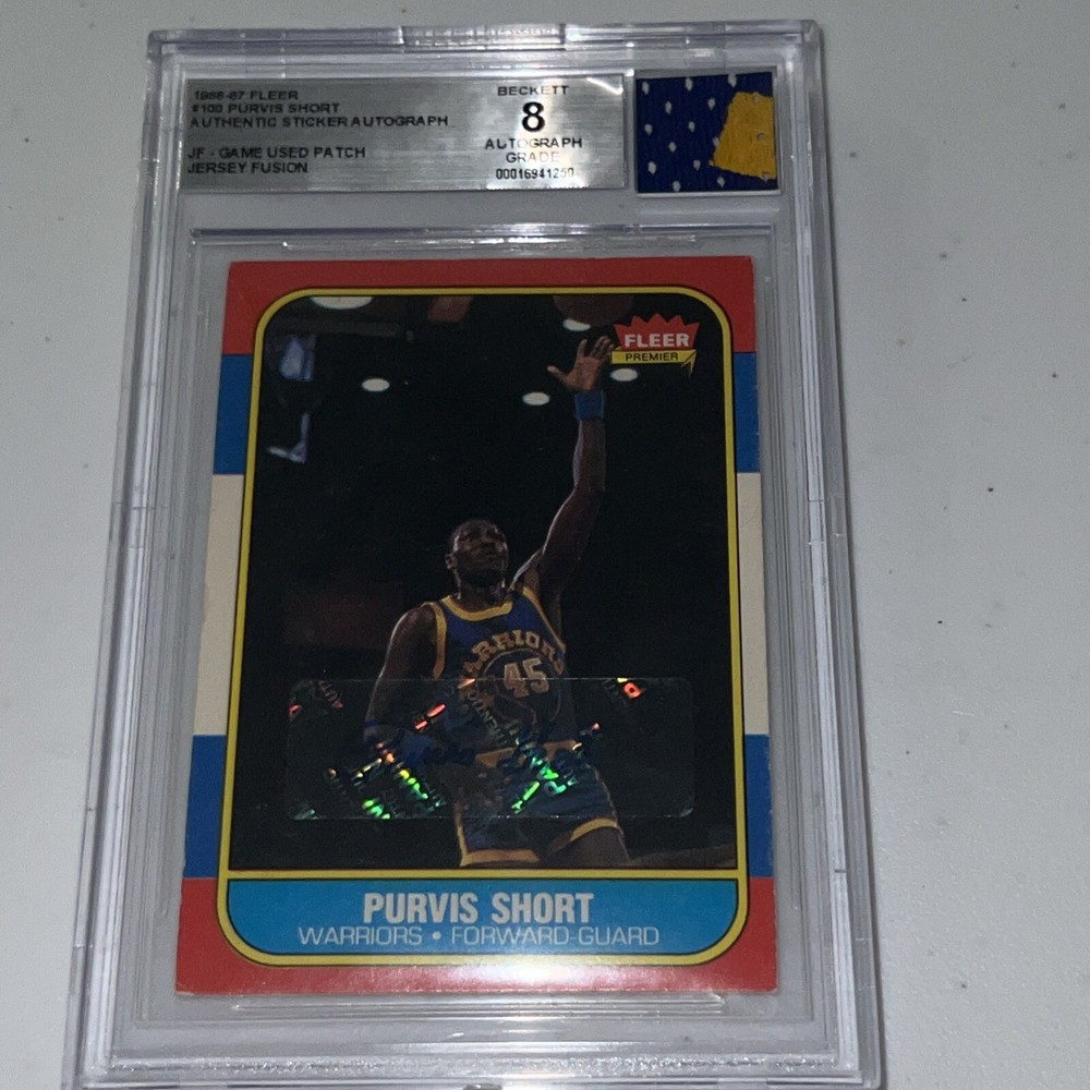 Jersey Fusion 1986-87 Fleer #100 Purvis Short GU Patch Autograph BGS 8