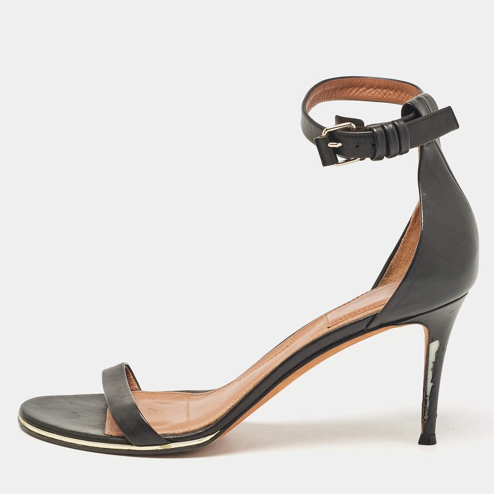 Givenchy Black Leather Nadia Ankle Strap Sandals Size 41